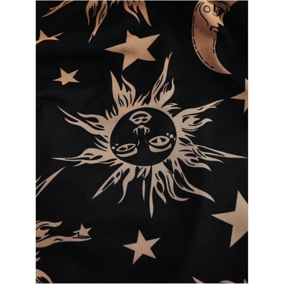 Plus Size Vintage Mesh Cami Dress Sun Moon Graphic Bodycon Long - Picture 3 of 4